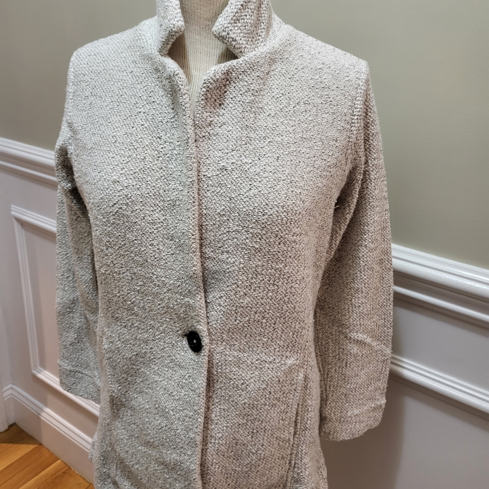 NIC+ZOE Neutral Bouclé Stand-Collar Jacket in Light Taupe